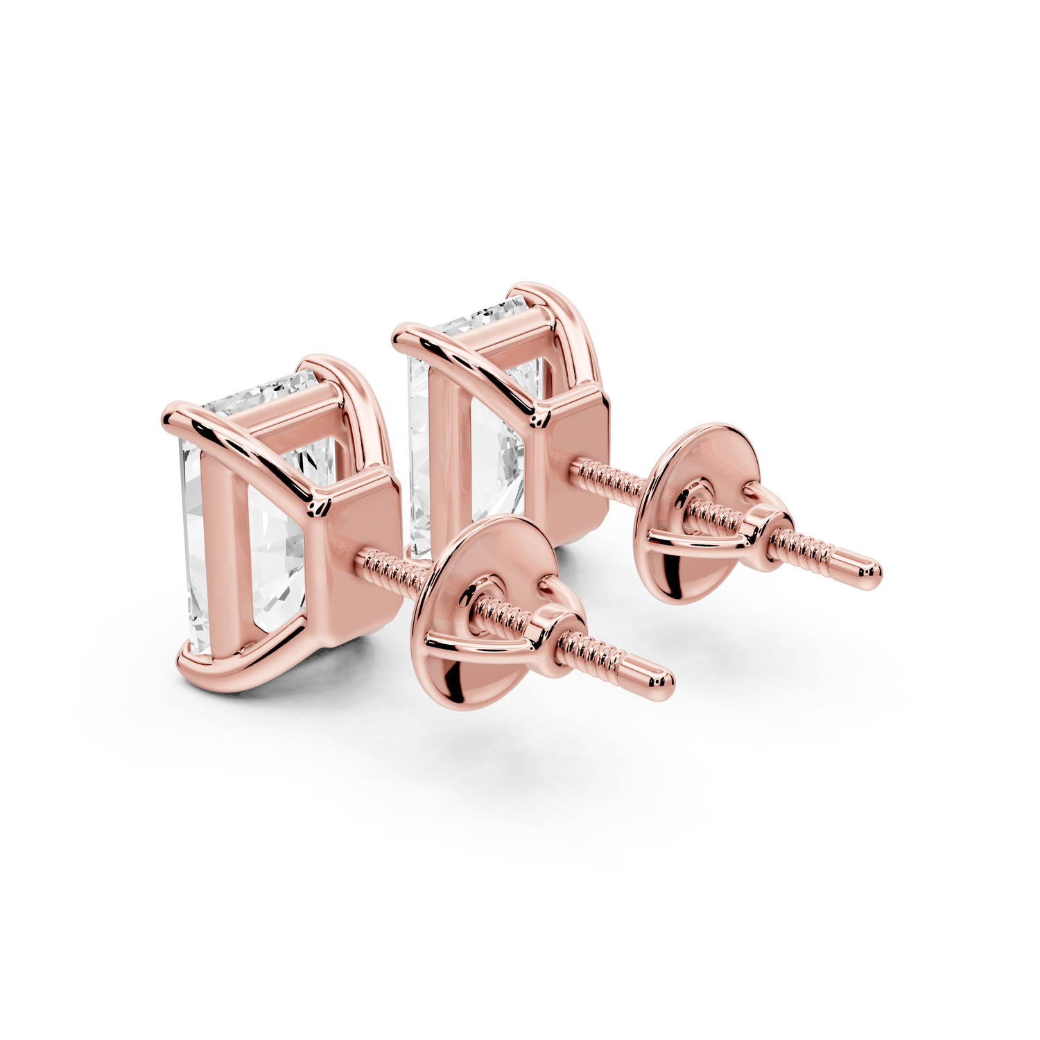 Este - 4ct 14k rose gold Radiant - Cut Diamond Stud Earrings - Mr. Alex Jewelry