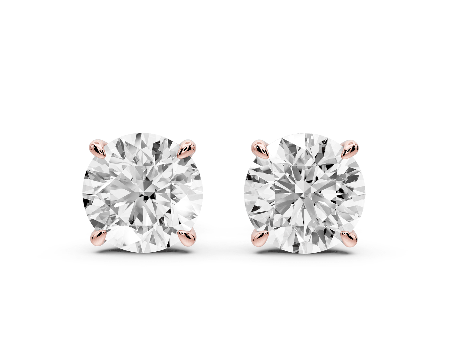 Este - 4ct 14k rose gold Round - Cut Diamond Stud Earrings - Mr. Alex Jewelry
