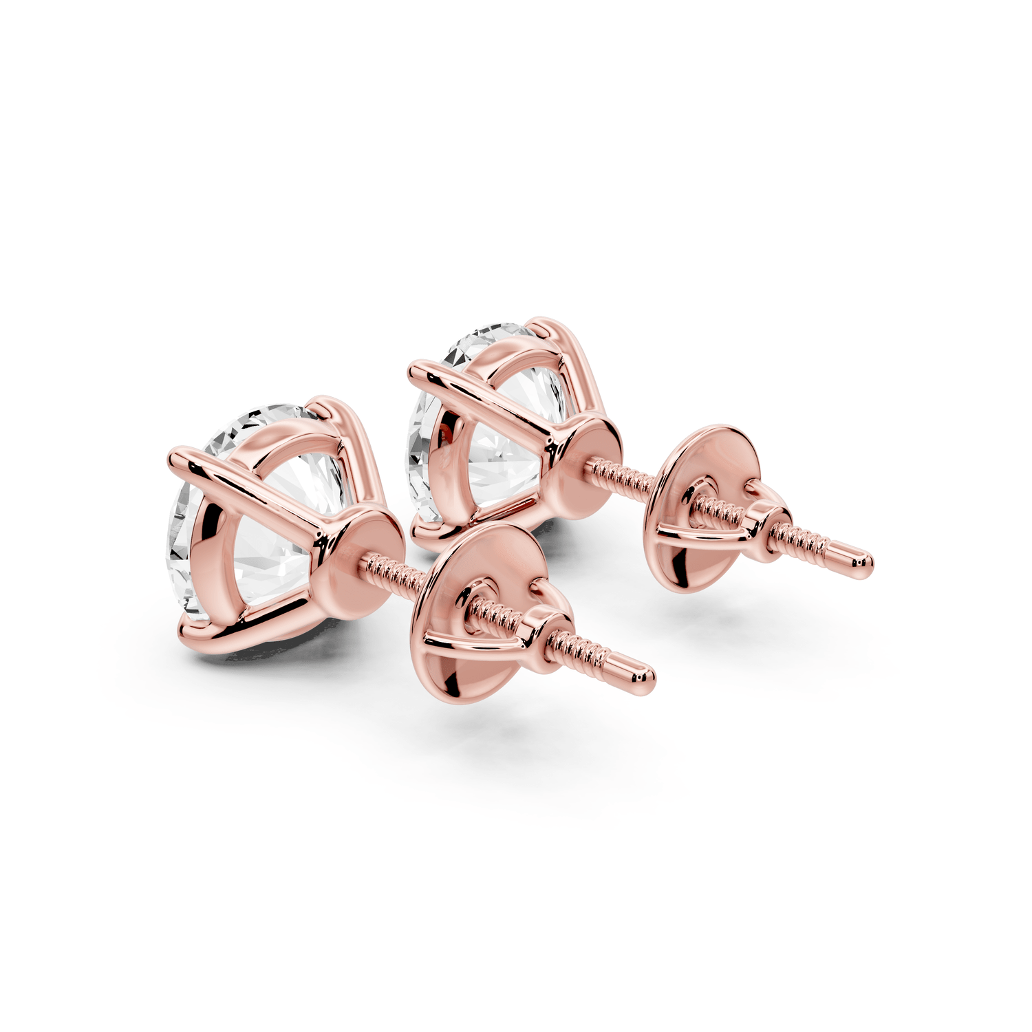 Este - 4ct 14k rose gold Round - Cut Diamond Stud Earrings - Mr. Alex Jewelry