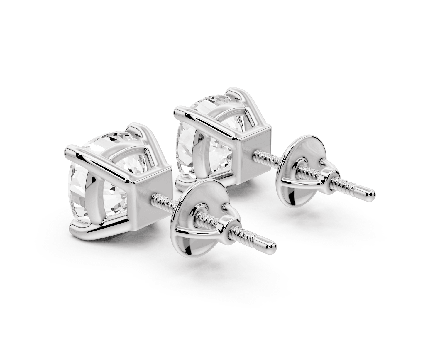 Este - 4ct 14k white gold Cushion - Cut Diamond Stud Earrings - Mr. Alex Jewelry