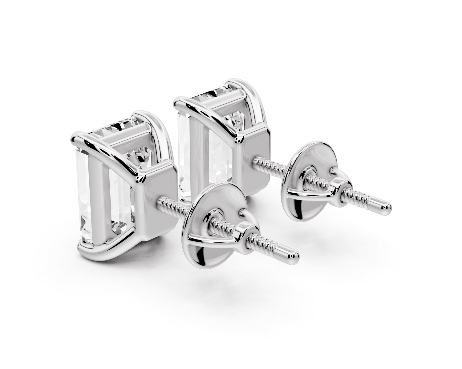 Este - 4ct 14k white gold Emerald - Cut Diamond Stud Earrings - Mr. Alex Jewelry