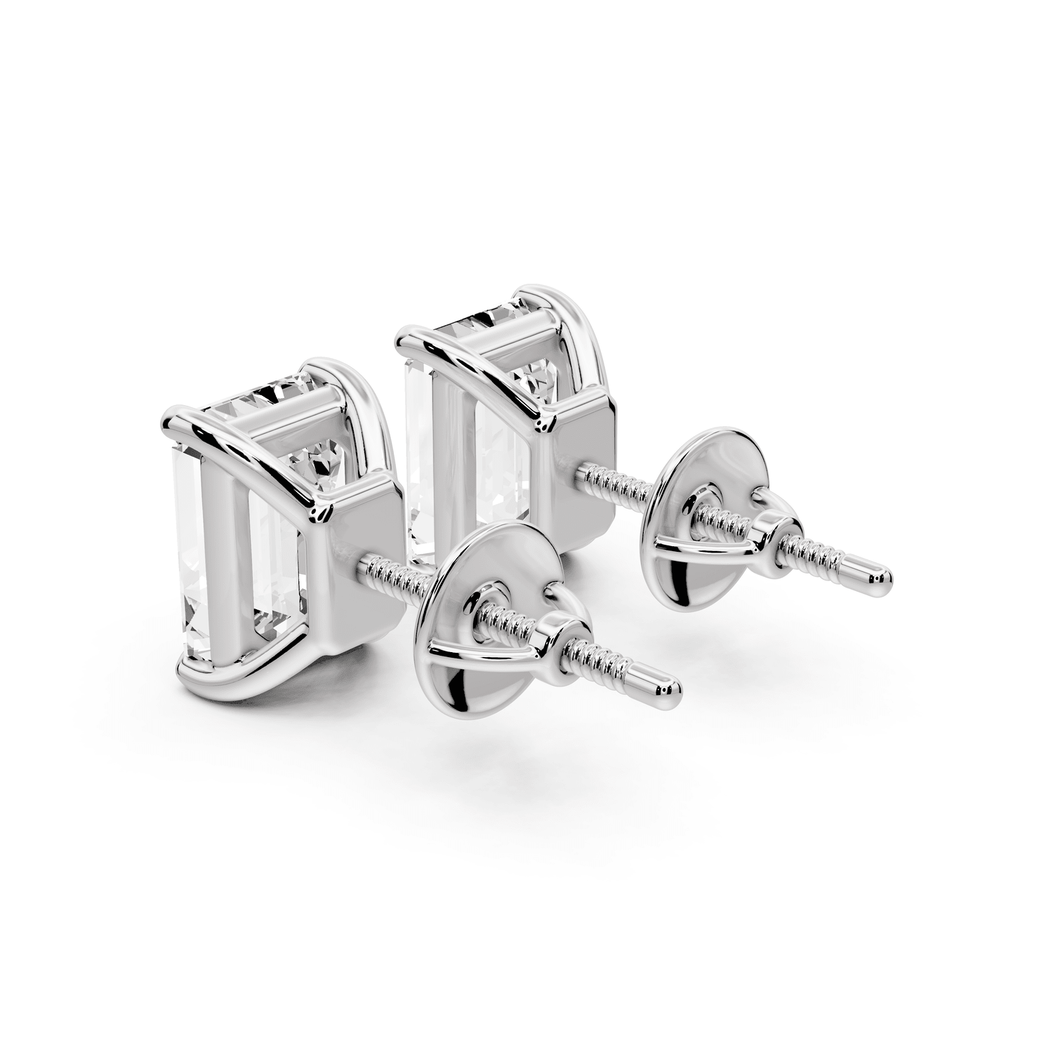 Este - 4ct 14k white gold Emerald - Cut Diamond Stud Earrings - Mr. Alex Jewelry