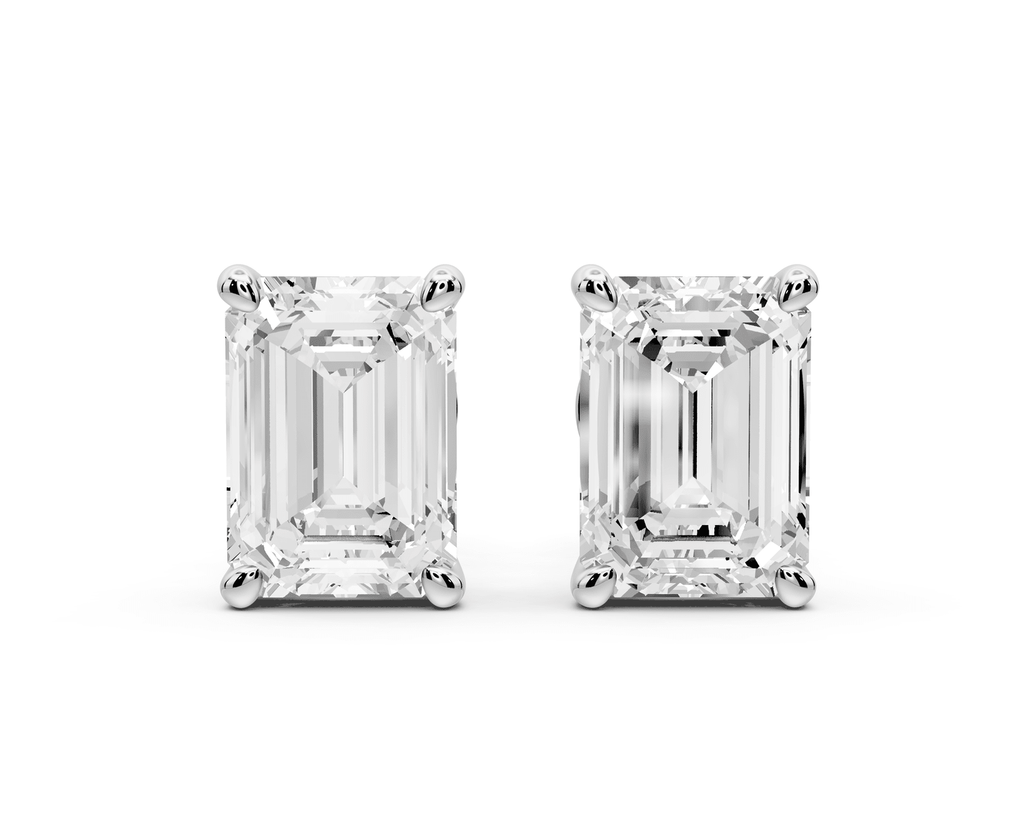 Este - 4ct 14k white gold Emerald - Cut Diamond Stud Earrings - Mr. Alex Jewelry