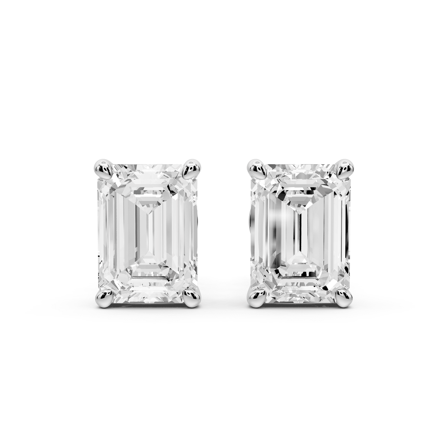 Este - 4ct 14k white gold Emerald - Cut Diamond Stud Earrings - Mr. Alex Jewelry