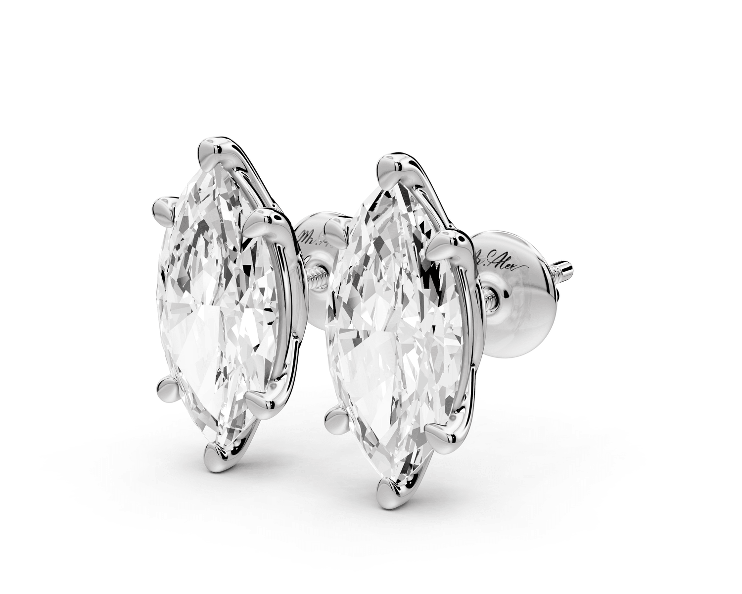 Este - 4ct 14k white gold Marquise - Cut Diamond Stud Earrings - Mr. Alex Jewelry