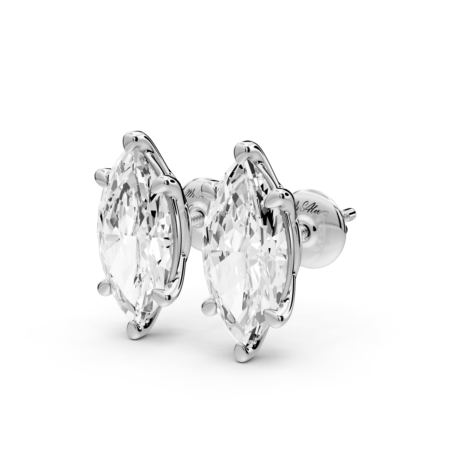 Este - 4ct 14k white gold Marquise - Cut Diamond Stud Earrings - Mr. Alex Jewelry