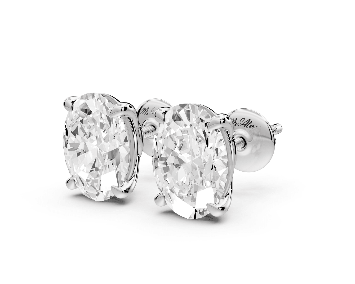 Este - 4ct 14k white gold Oval - Cut Diamond Stud Earrings - Mr. Alex Jewelry