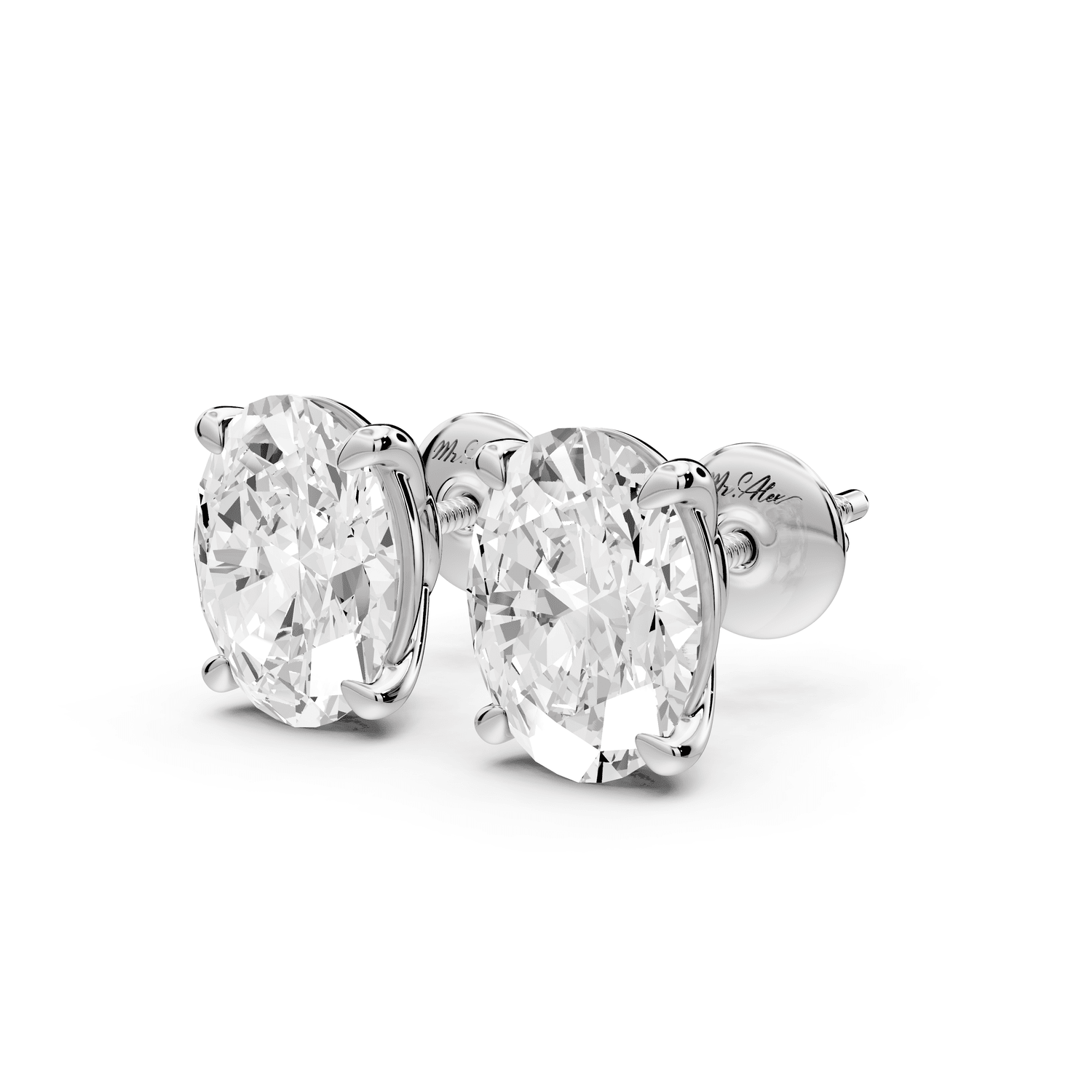 Este - 4ct 14k white gold Oval - Cut Diamond Stud Earrings - Mr. Alex Jewelry