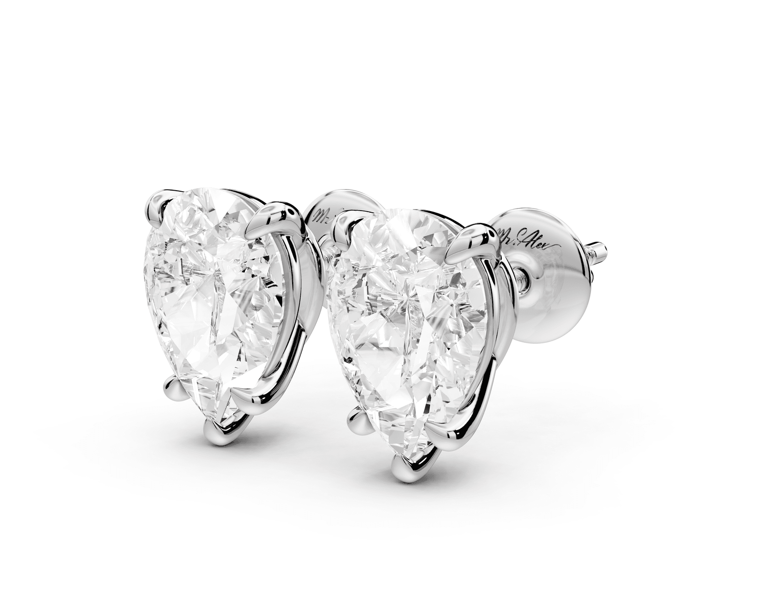 Este - 4ct 14k white gold Pear - Cut Diamond Stud Earrings - Mr. Alex Jewelry