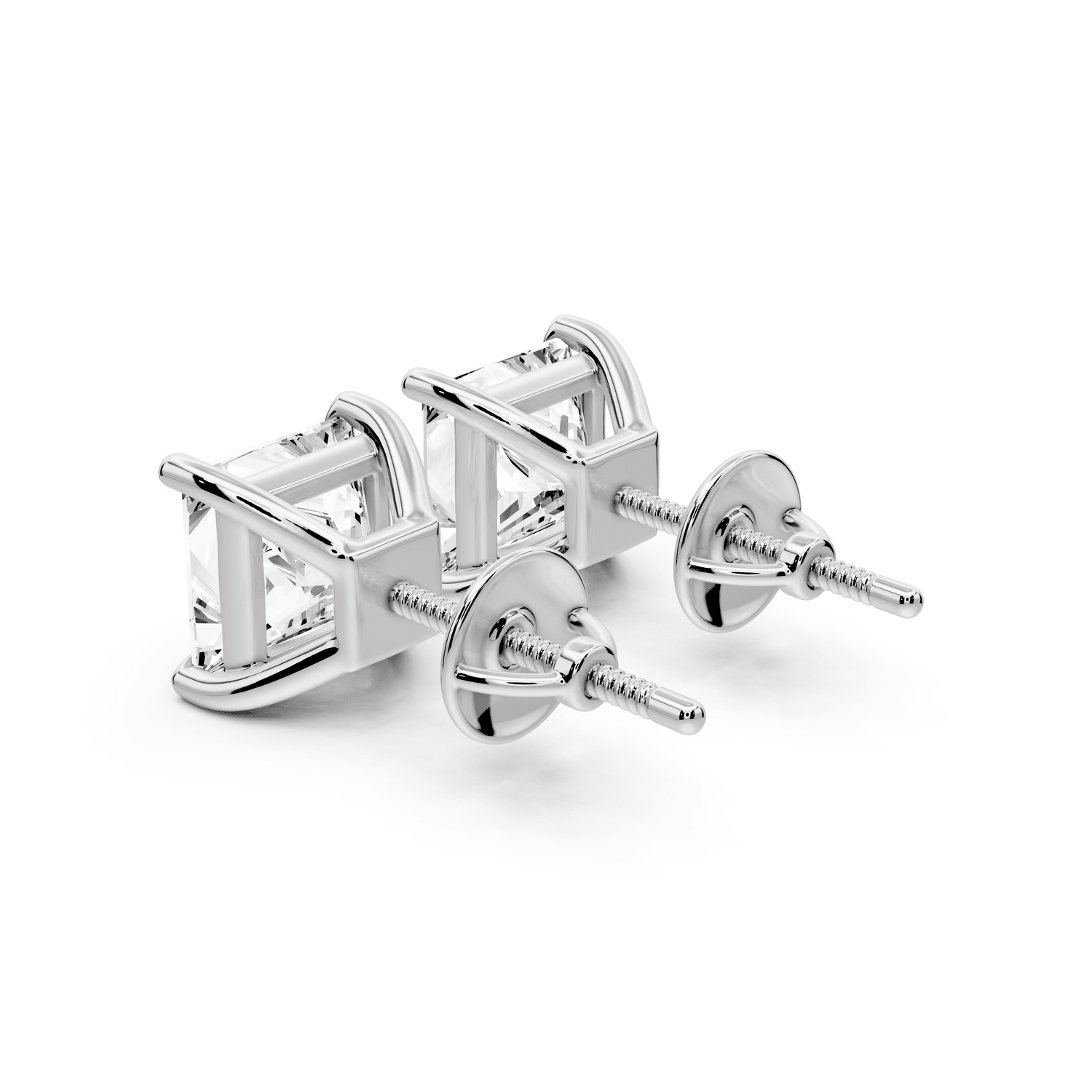 Este - 4ct 14k white gold Princess - Cut Diamond Stud Earrings - Mr. Alex Jewelry