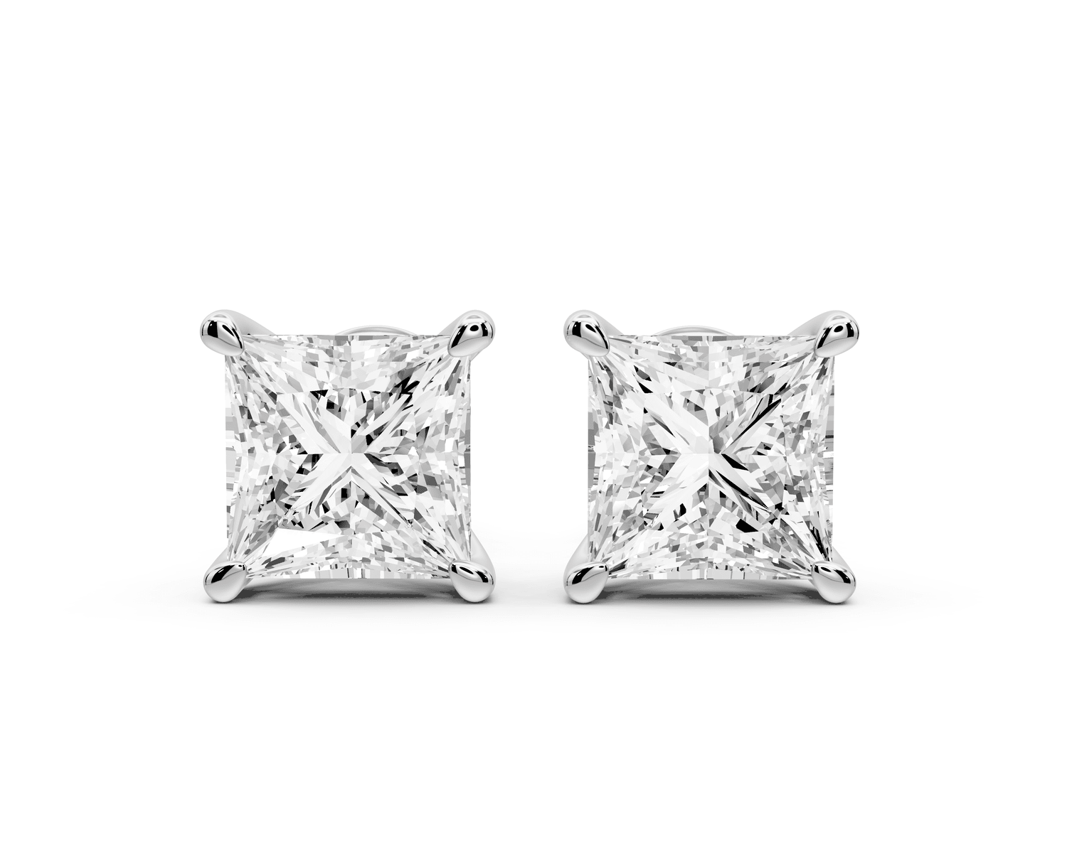 Este - 4ct 14k white gold Princess - Cut Diamond Stud Earrings - Mr. Alex Jewelry
