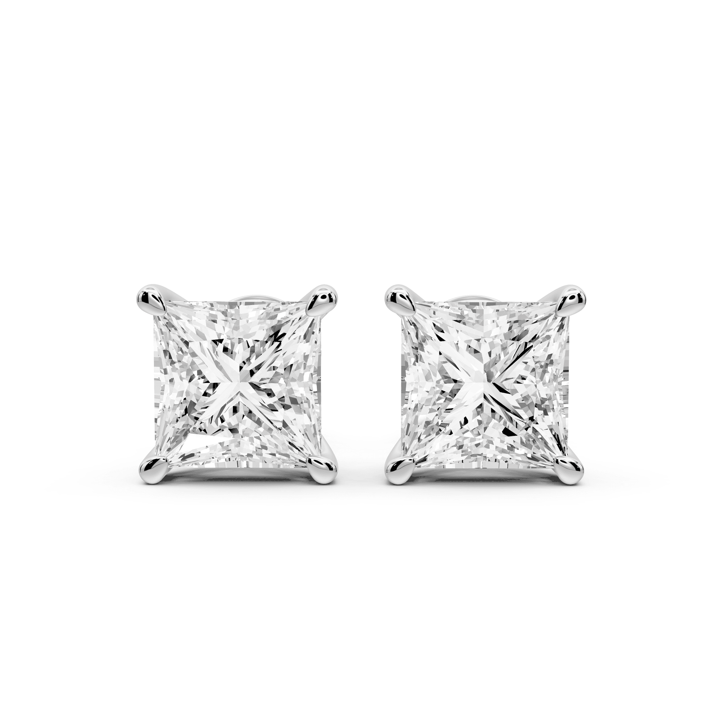 Este - 4ct 14k white gold Princess - Cut Diamond Stud Earrings - Mr. Alex Jewelry