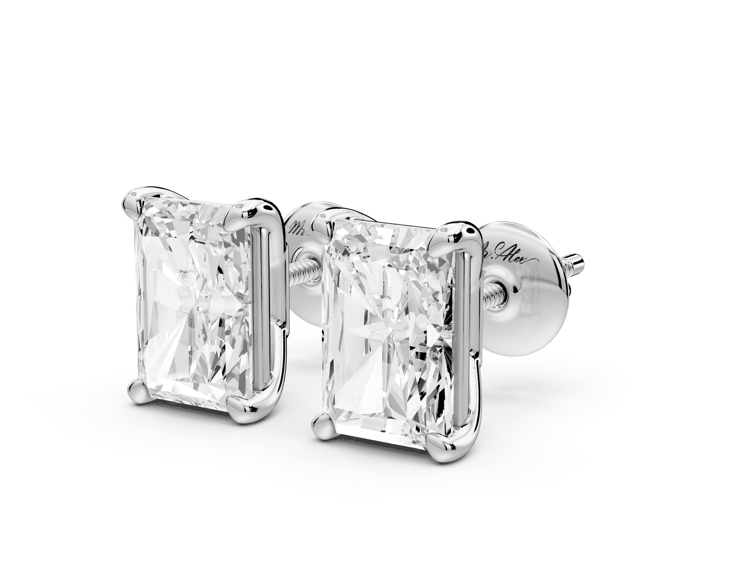 Este - 4ct 14k white gold Radiant - Cut Diamond Stud Earrings - Mr. Alex Jewelry