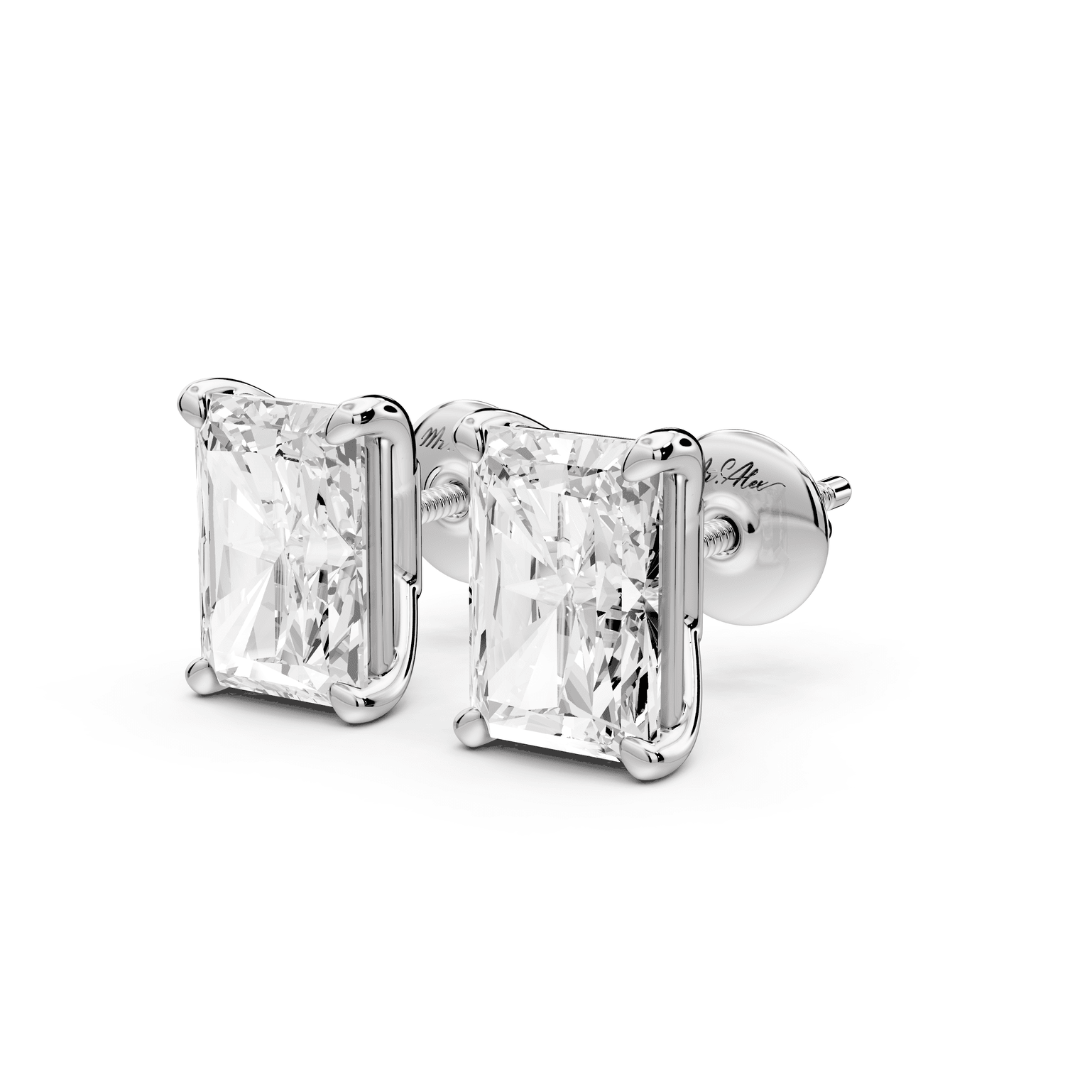 Este - 4ct 14k white gold Radiant - Cut Diamond Stud Earrings - Mr. Alex Jewelry