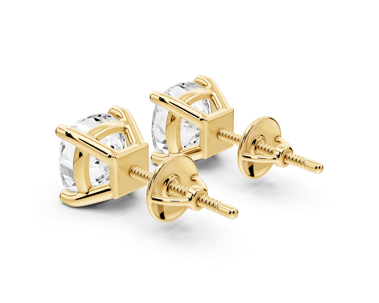 Este - 4ct 14k yellow gold Cushion - Cut Diamond Stud Earrings - Mr. Alex Jewelry