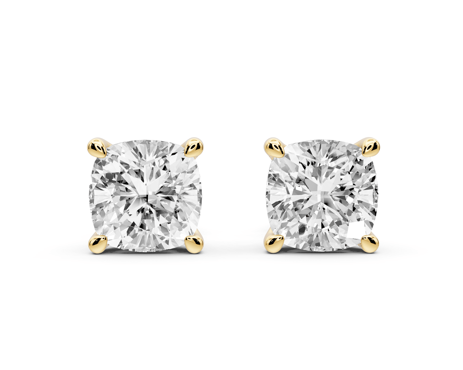 Este - 4ct 14k yellow gold Cushion - Cut Diamond Stud Earrings - Mr. Alex Jewelry