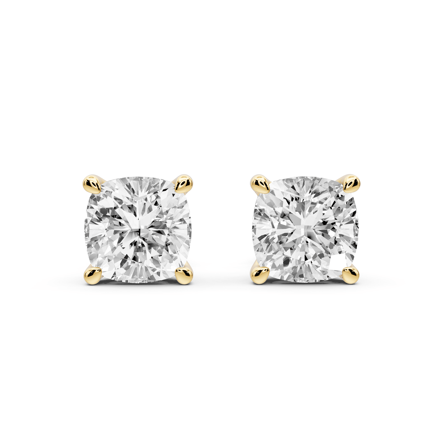 Este - 4ct 14k yellow gold Cushion - Cut Diamond Stud Earrings - Mr. Alex Jewelry