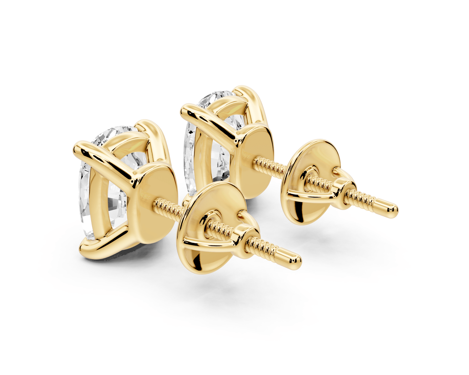 Este - 4ct 14k yellow gold Elgcushion - Cut Diamond Stud Earrings - Mr. Alex Jewelry