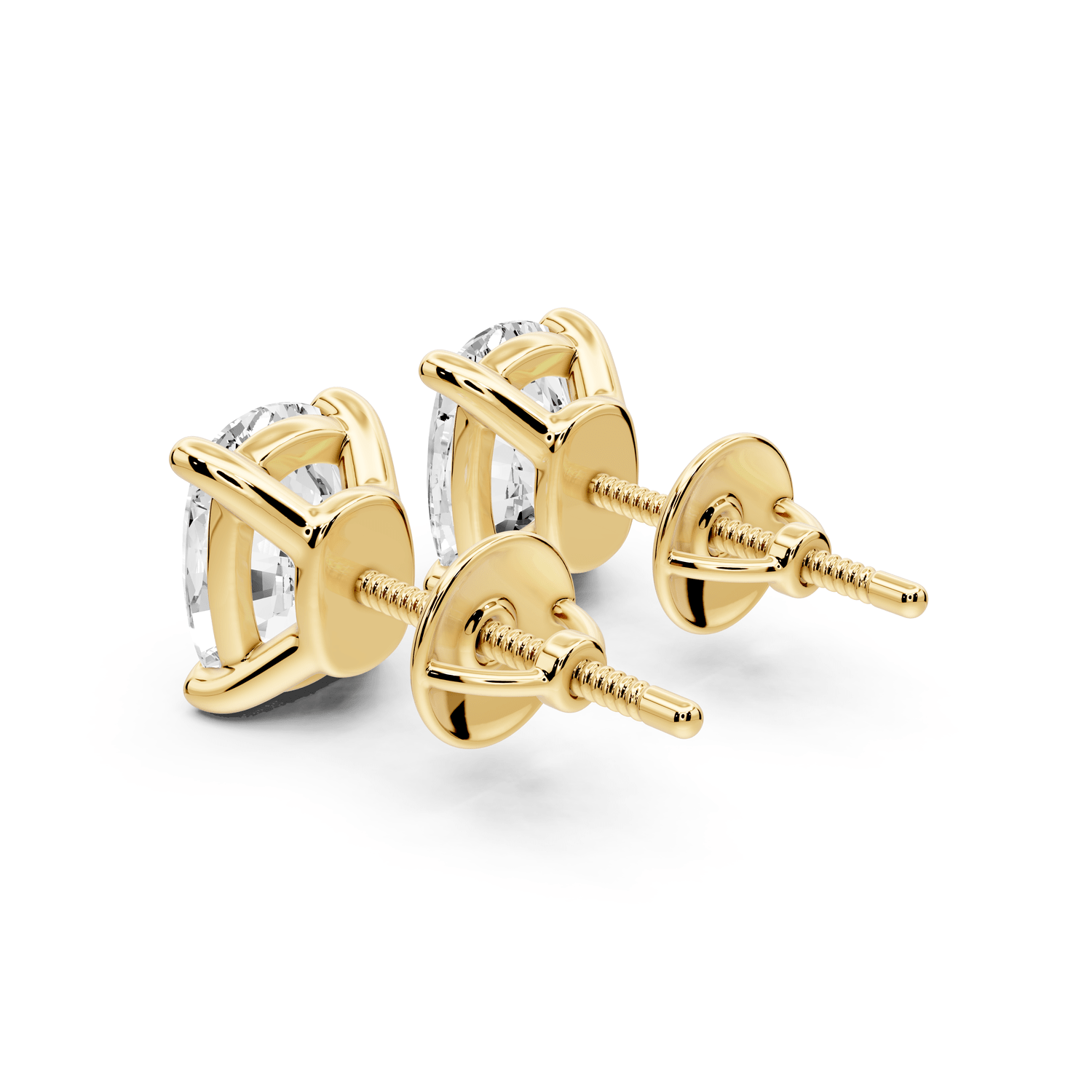 Este - 4ct 14k yellow gold Elgcushion - Cut Diamond Stud Earrings - Mr. Alex Jewelry