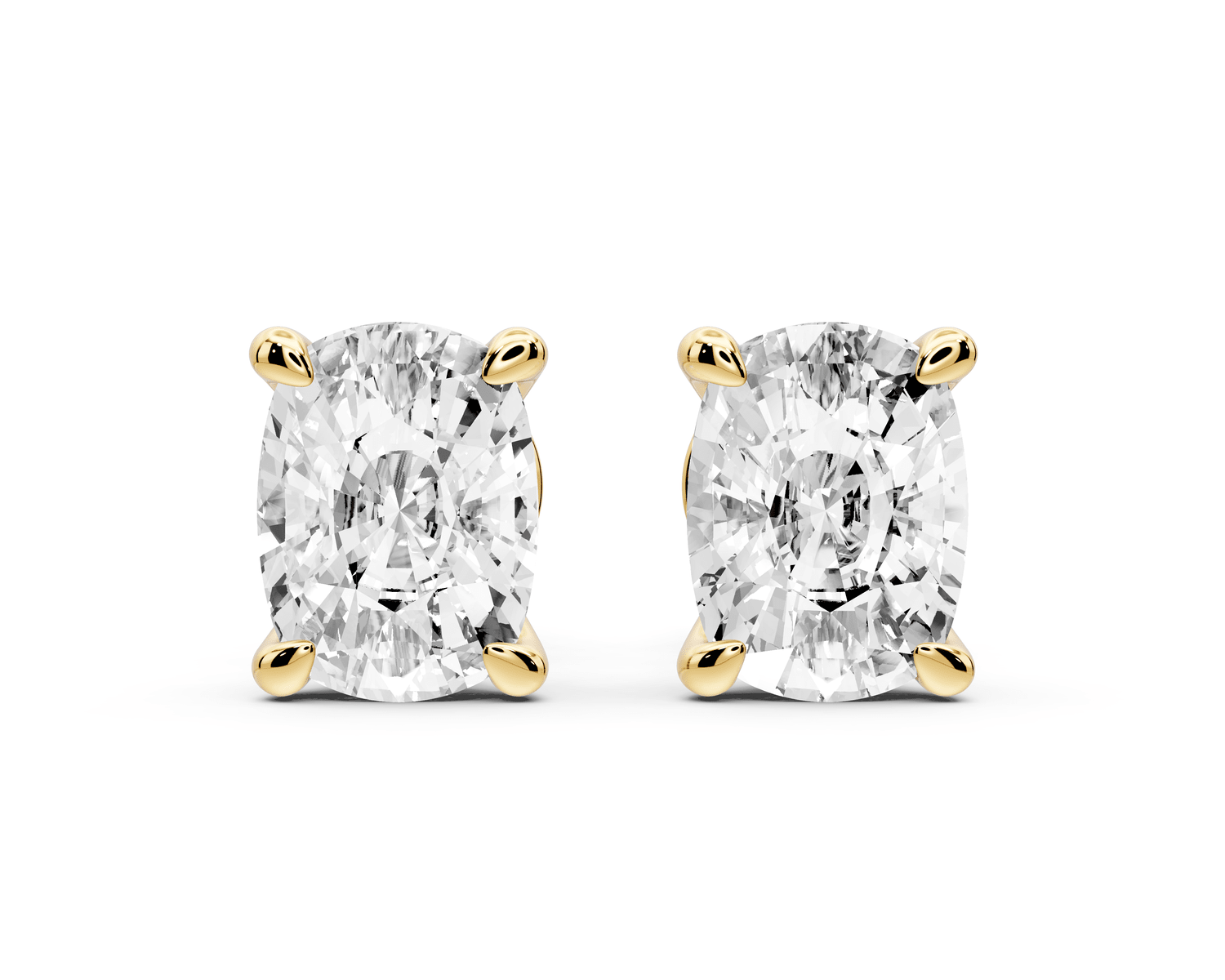Este - 4ct 14k yellow gold Elgcushion - Cut Diamond Stud Earrings - Mr. Alex Jewelry