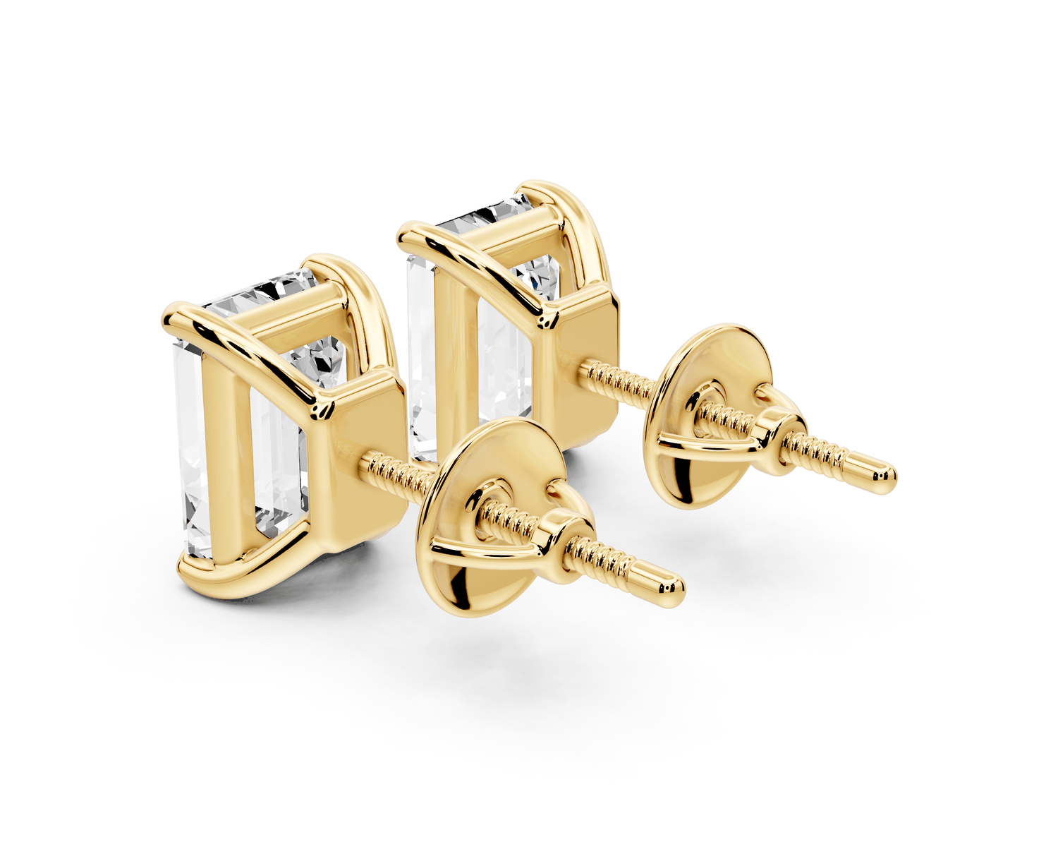 Este - 4ct 14k yellow gold Emerald - Cut Diamond Stud Earrings - Mr. Alex Jewelry