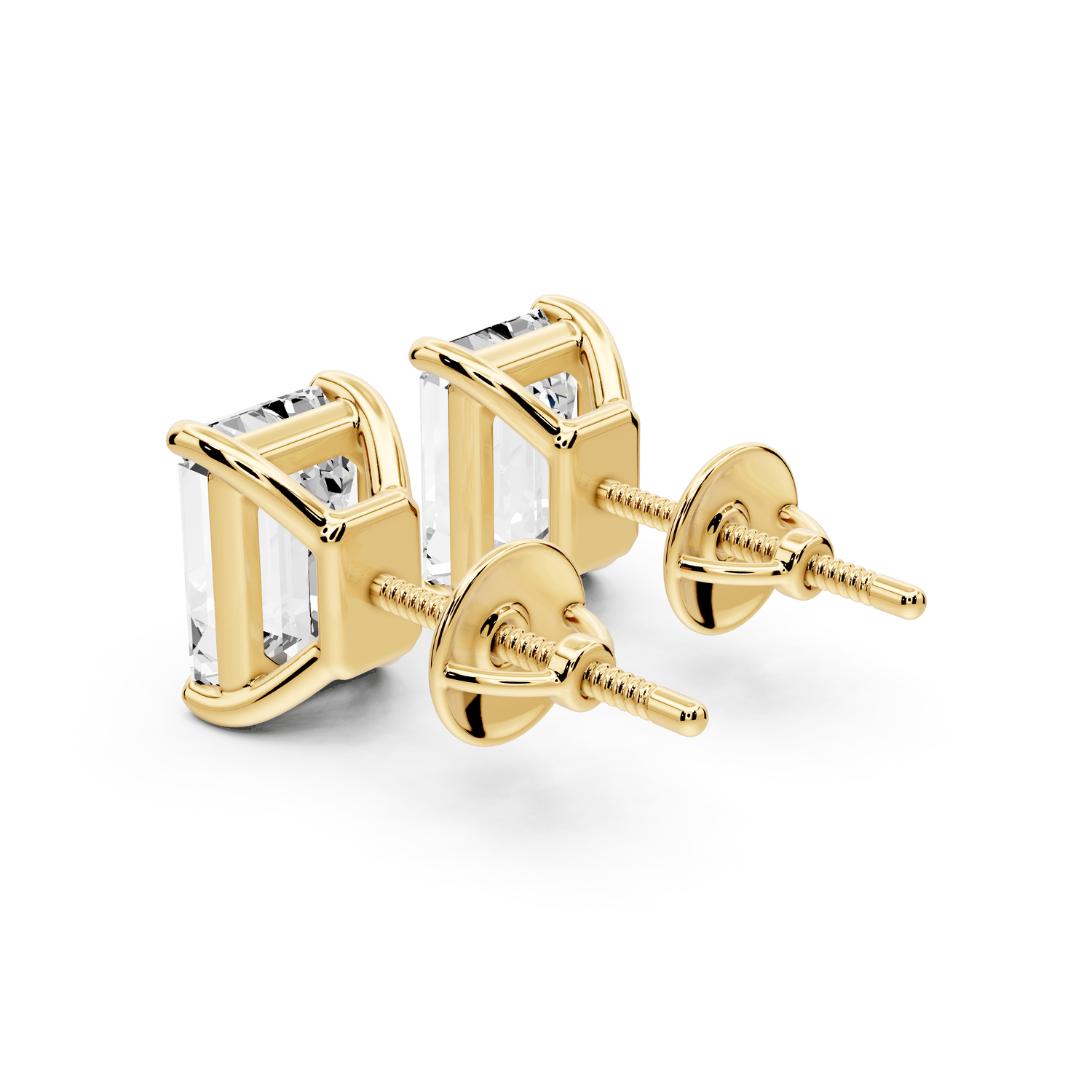 Este - 4ct 14k yellow gold Emerald - Cut Diamond Stud Earrings - Mr. Alex Jewelry