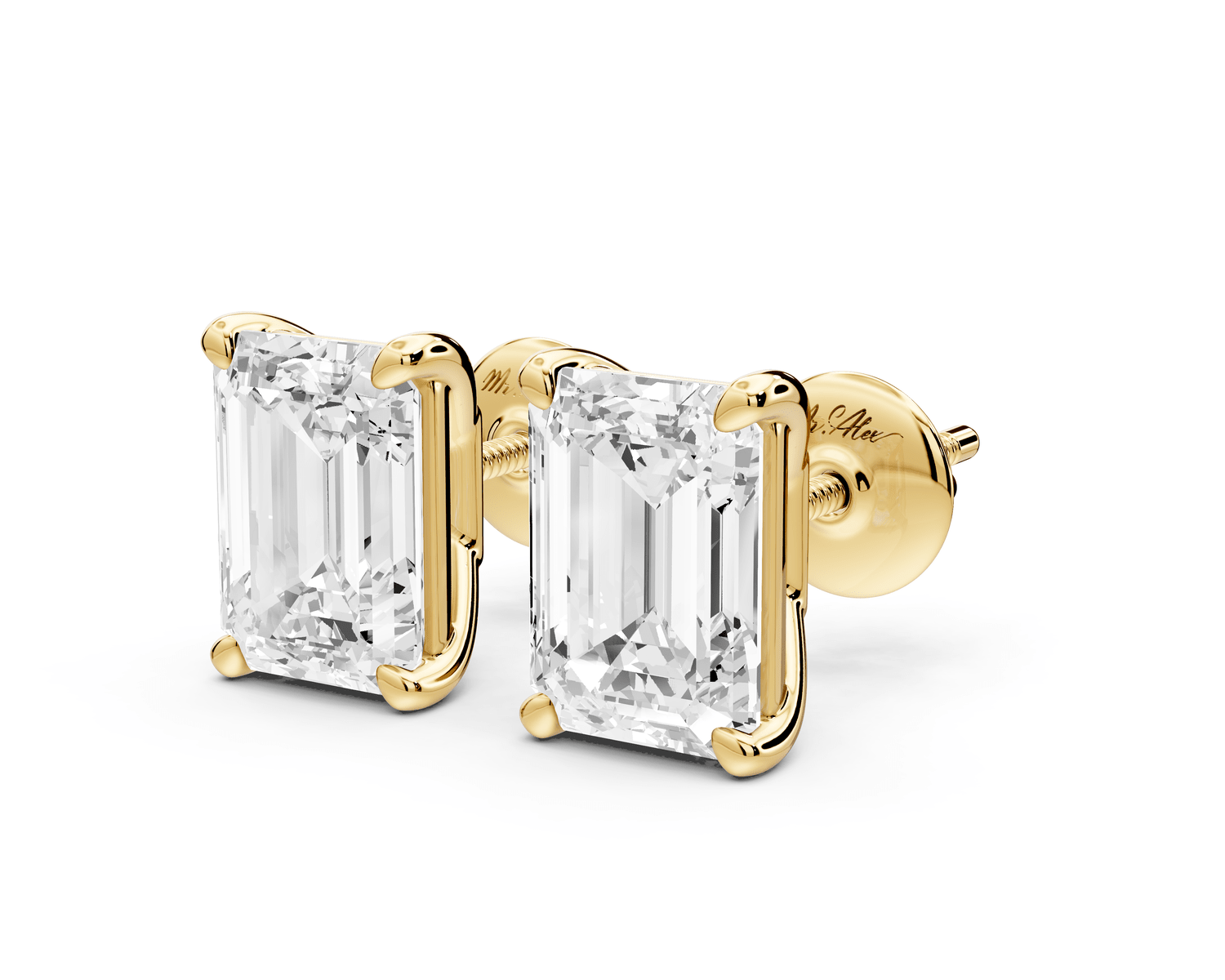 Este - 4ct 14k yellow gold Emerald - Cut Diamond Stud Earrings - Mr. Alex Jewelry
