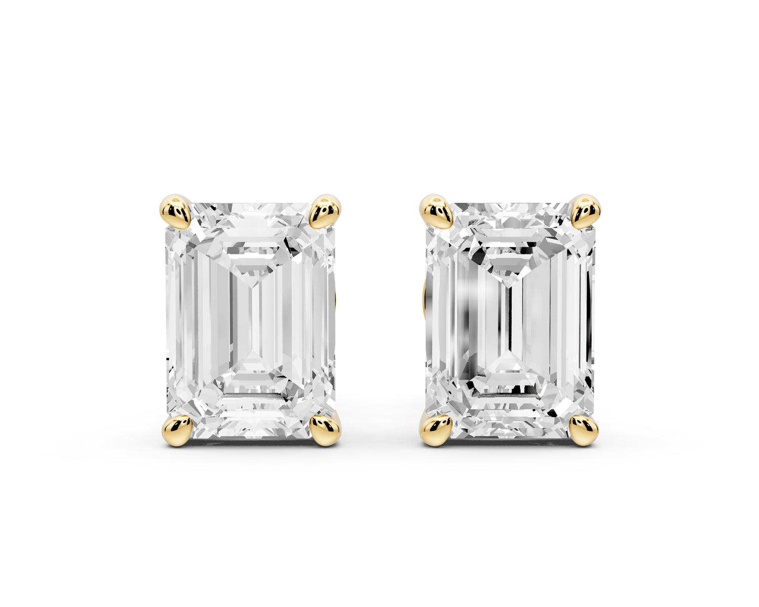 Este - 4ct 14k yellow gold Emerald - Cut Diamond Stud Earrings - Mr. Alex Jewelry