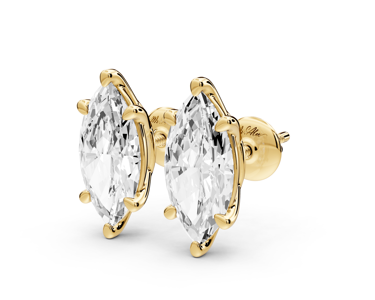 Este - 4ct 14k yellow gold Marquise - Cut Diamond Stud Earrings - Mr. Alex Jewelry