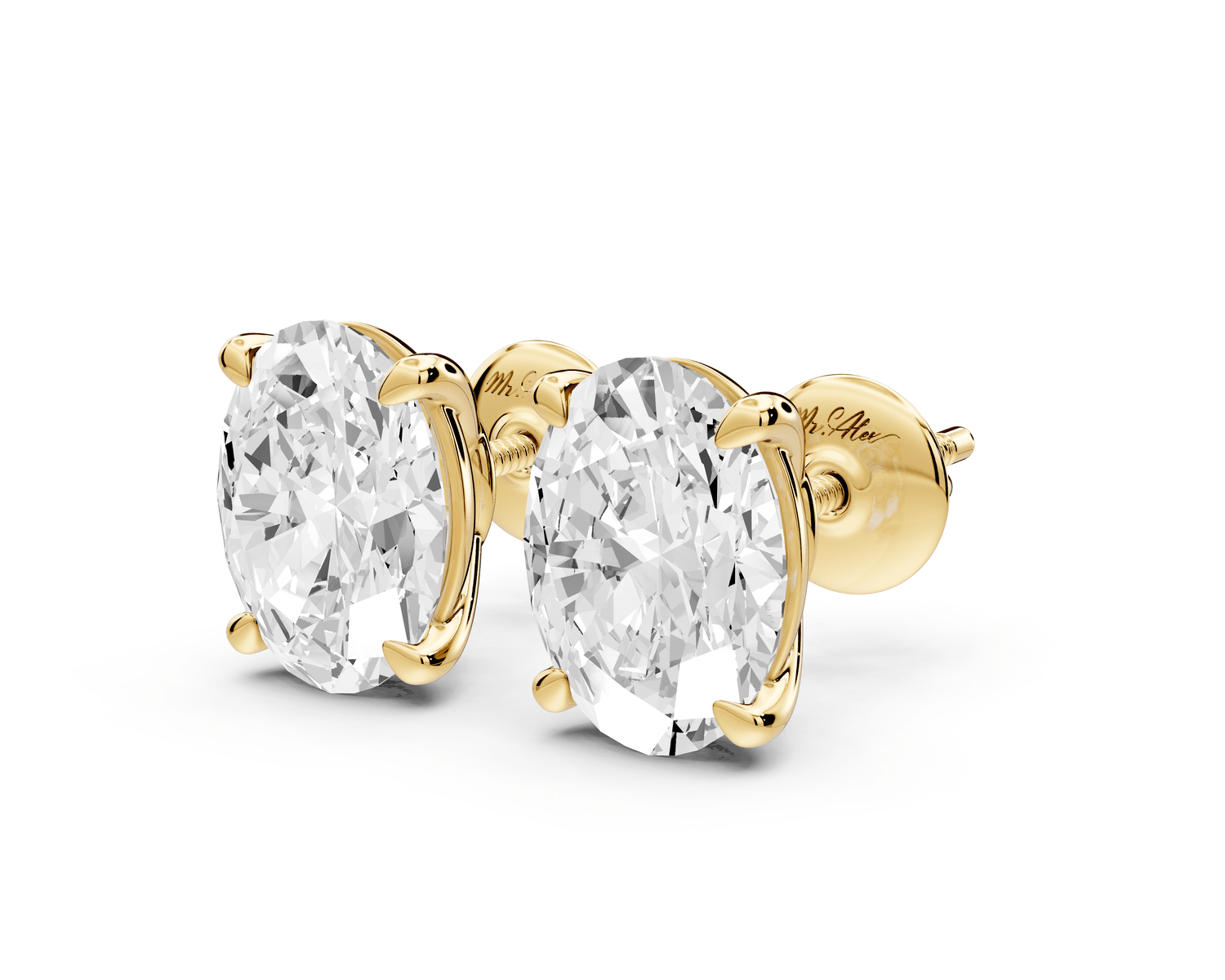 Este - 4ct 14k yellow gold Oval - Cut Diamond Stud Earrings - Mr. Alex Jewelry