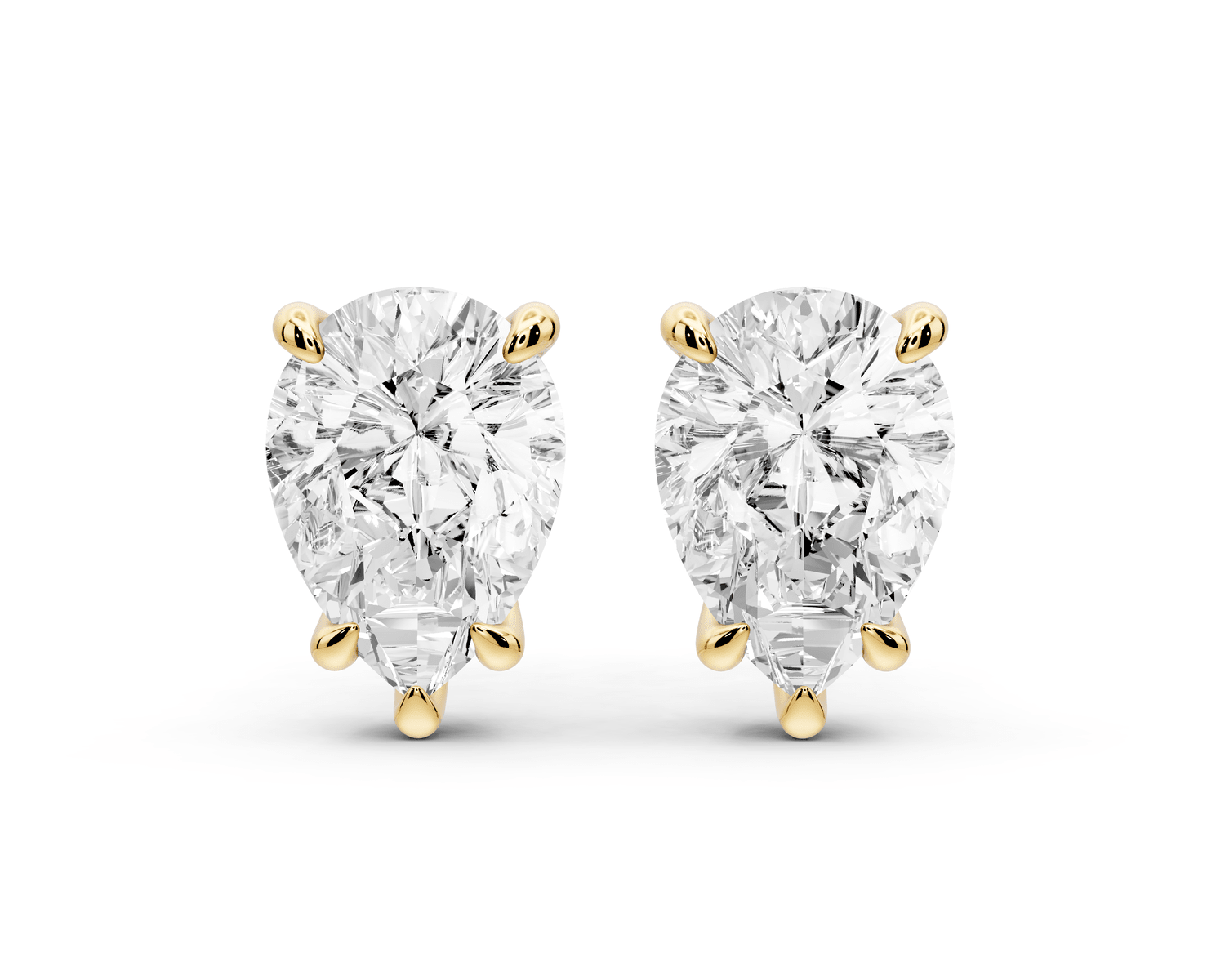 Este - 4ct 14k yellow gold Pear - Cut Diamond Stud Earrings - Mr. Alex Jewelry