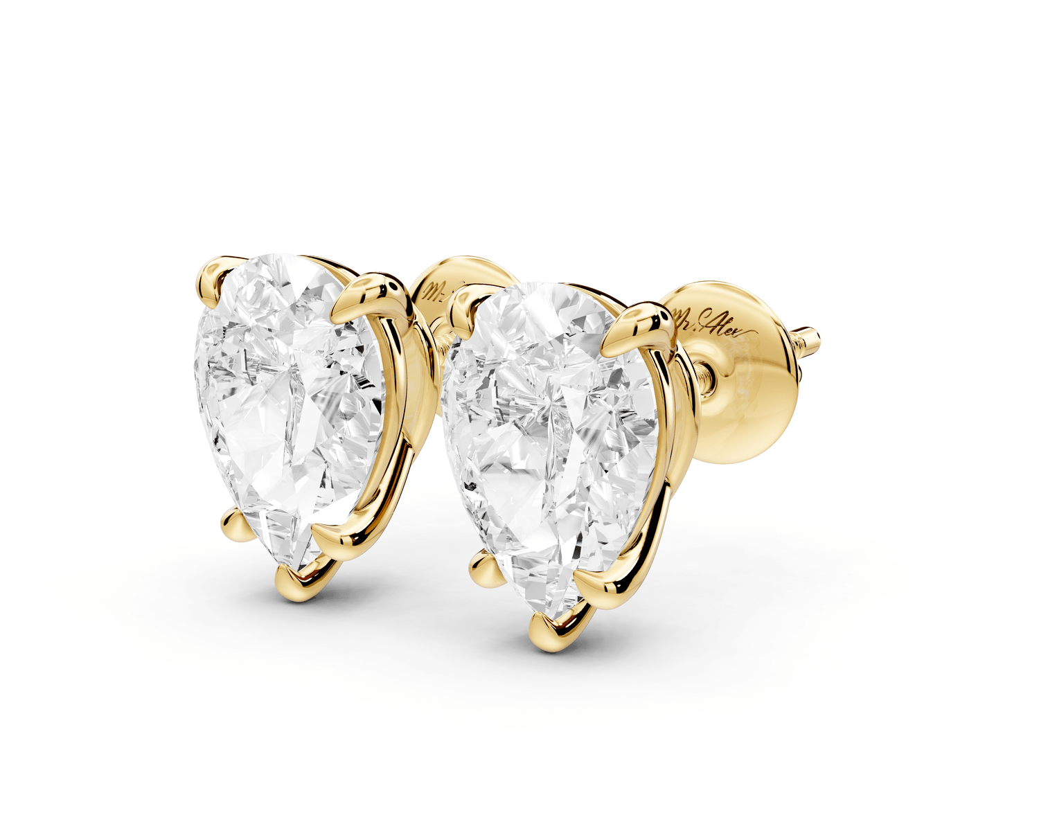 Este - 4ct 14k yellow gold Pear - Cut Diamond Stud Earrings - Mr. Alex Jewelry