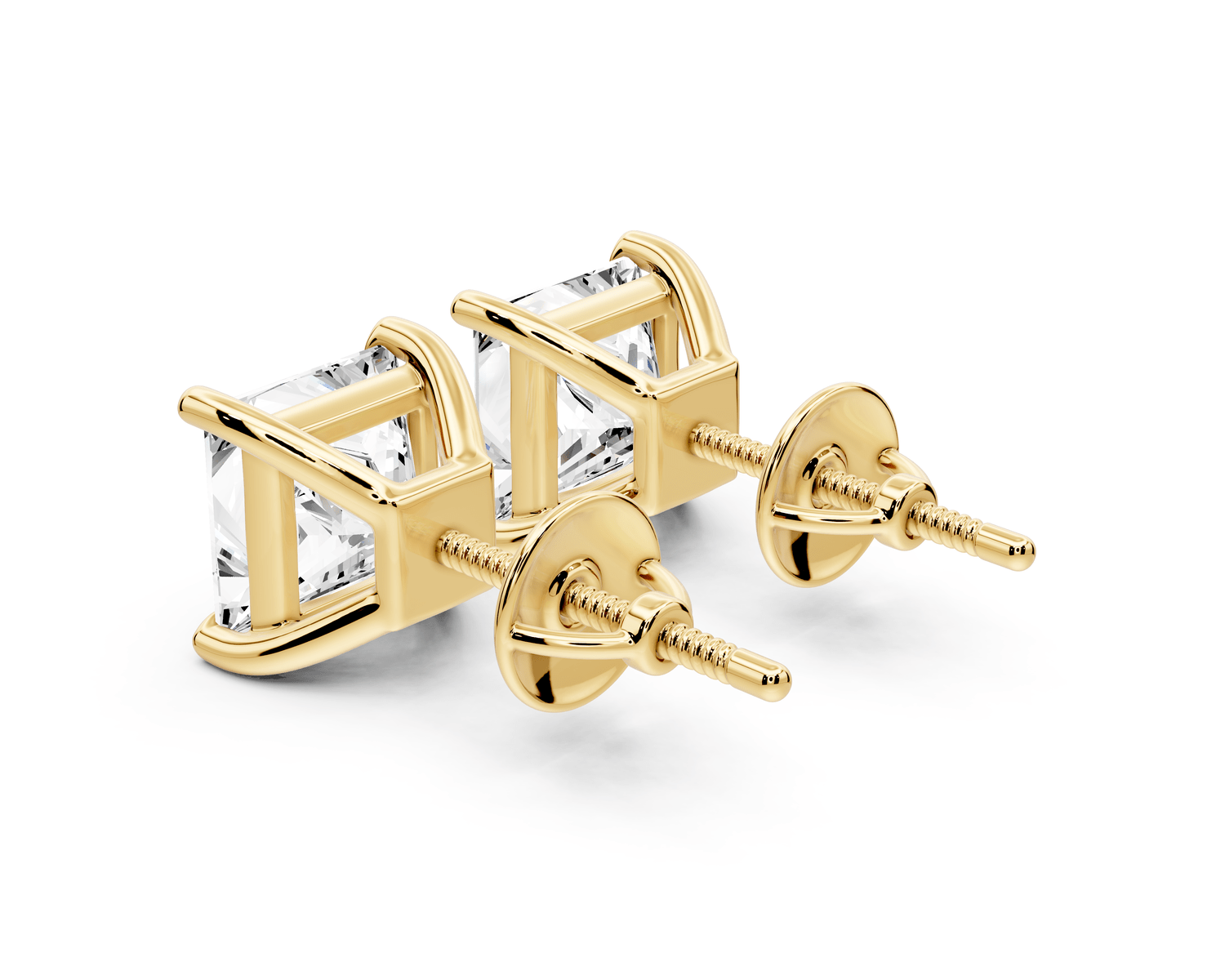 Este - 4ct 14k yellow gold Princess - Cut Diamond Stud Earrings - Mr. Alex Jewelry