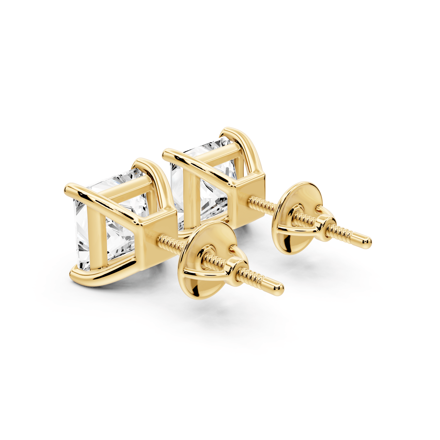 Este - 4ct 14k yellow gold Princess - Cut Diamond Stud Earrings - Mr. Alex Jewelry
