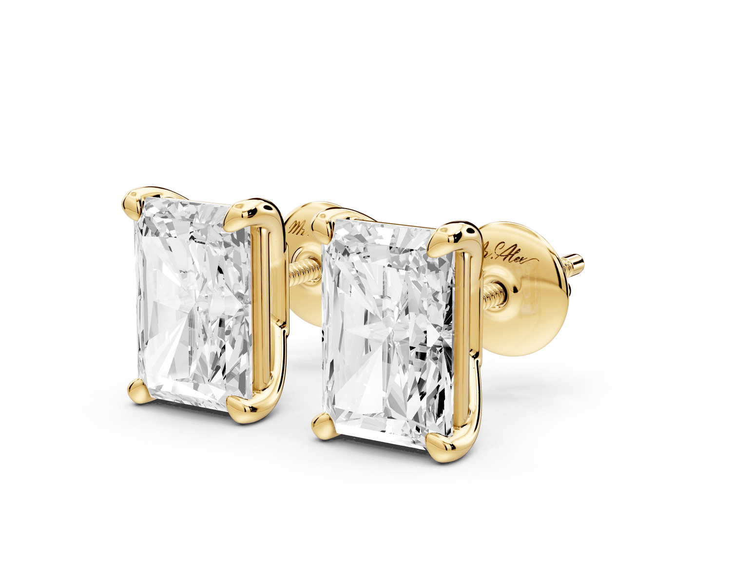Este - 4ct 14k yellow gold Radiant - Cut Diamond Stud Earrings - Mr. Alex Jewelry