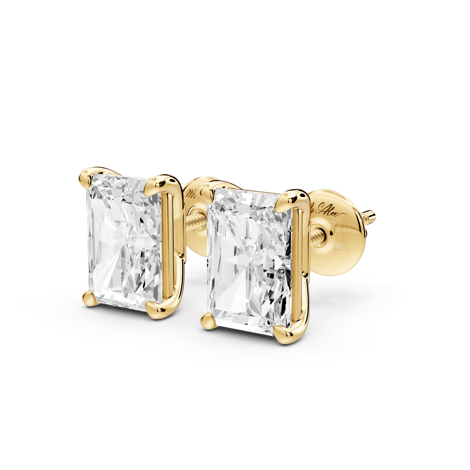 Este - 4ct 14k yellow gold Radiant - Cut Diamond Stud Earrings - Mr. Alex Jewelry