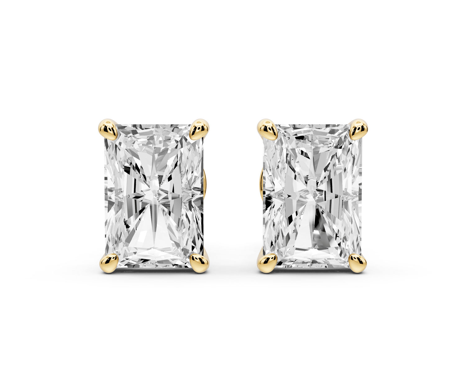 Este - 4ct 14k yellow gold Radiant - Cut Diamond Stud Earrings - Mr. Alex Jewelry
