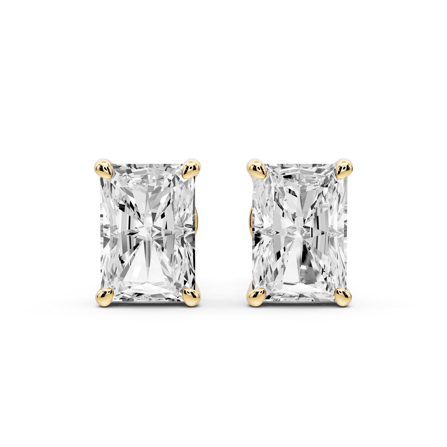 Este - 4ct 14k yellow gold Radiant - Cut Diamond Stud Earrings - Mr. Alex Jewelry