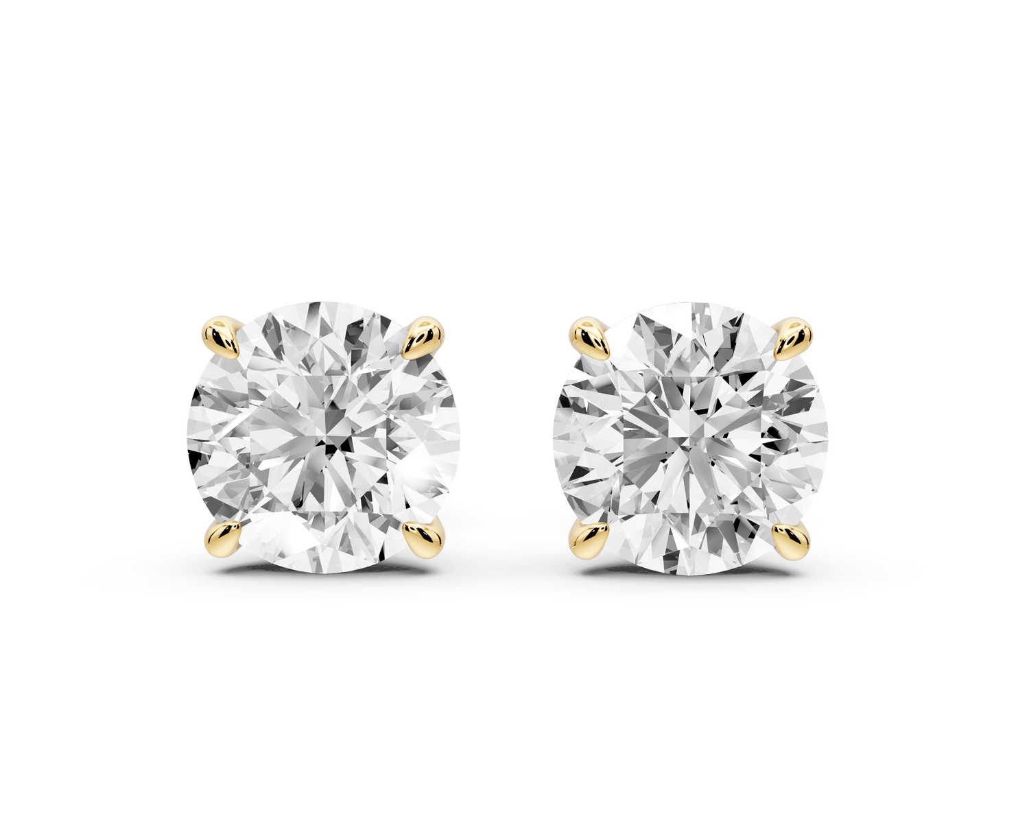 Este - 4ct 14k yellow gold Round - Cut Diamond Stud Earrings - Mr. Alex Jewelry