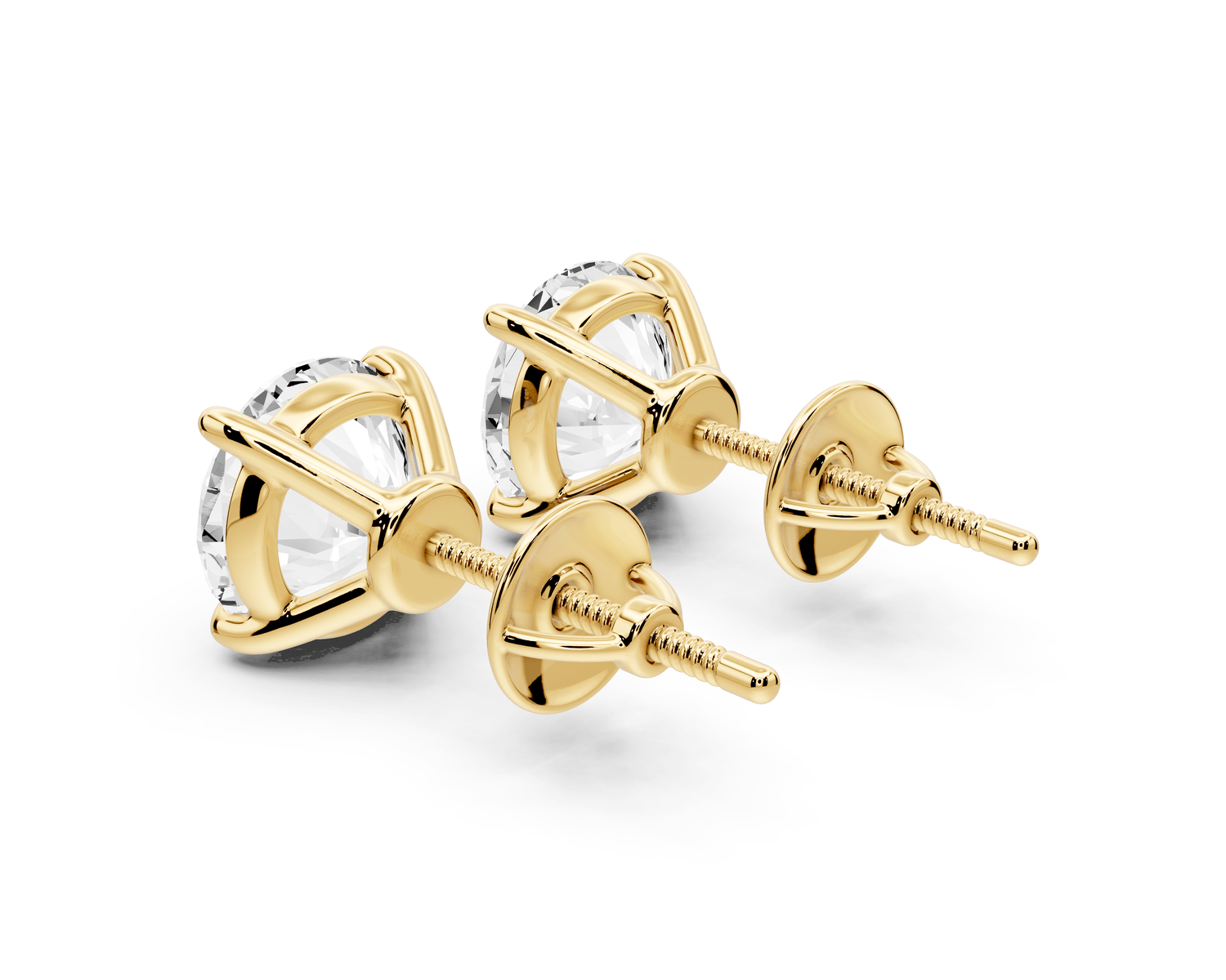 Este - 4ct 14k yellow gold Round - Cut Diamond Stud Earrings - Mr. Alex Jewelry