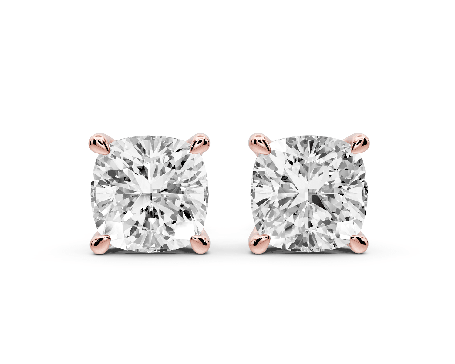 Este - 5ct 14k rose gold Cushion - Cut Diamond Stud Earrings - Mr. Alex Jewelry