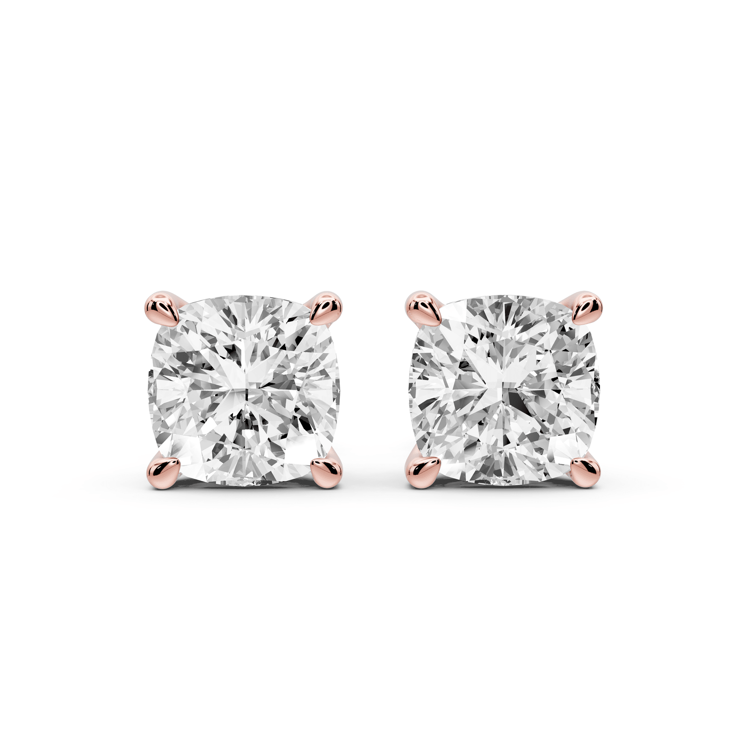 Este - 5ct 14k rose gold Cushion - Cut Diamond Stud Earrings - Mr. Alex Jewelry