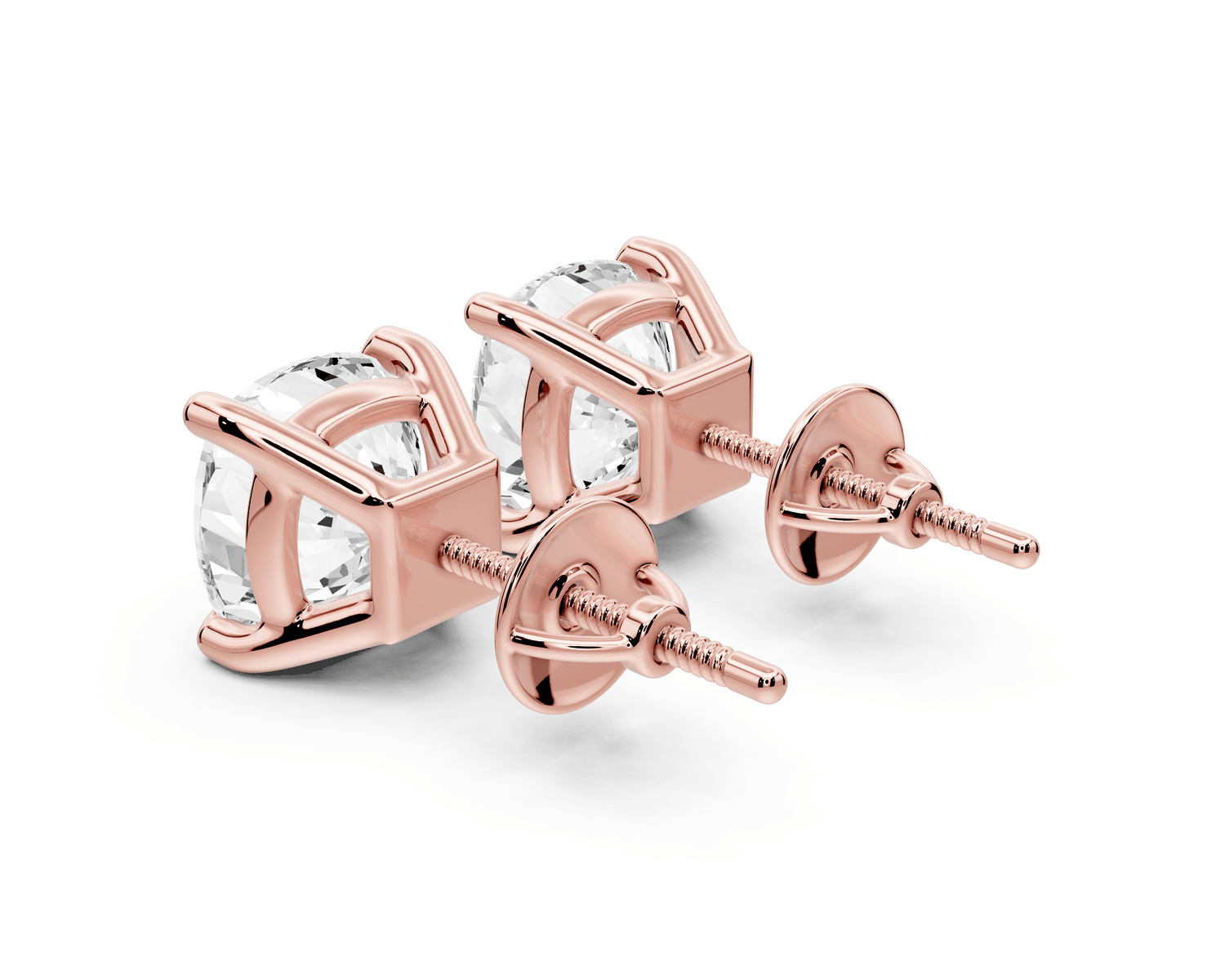 Este - 5ct 14k rose gold Cushion - Cut Diamond Stud Earrings - Mr. Alex Jewelry