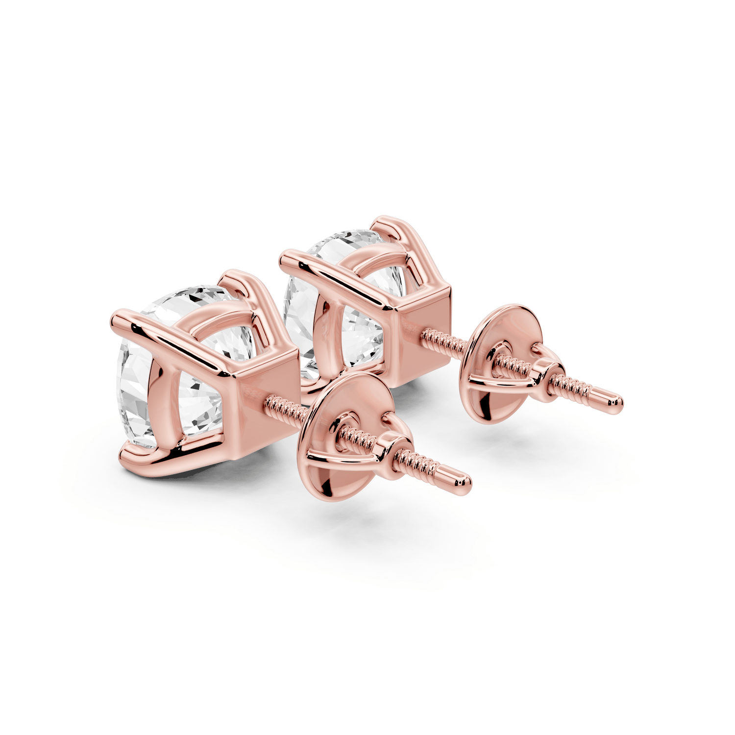 Este - 5ct 14k rose gold Cushion - Cut Diamond Stud Earrings - Mr. Alex Jewelry