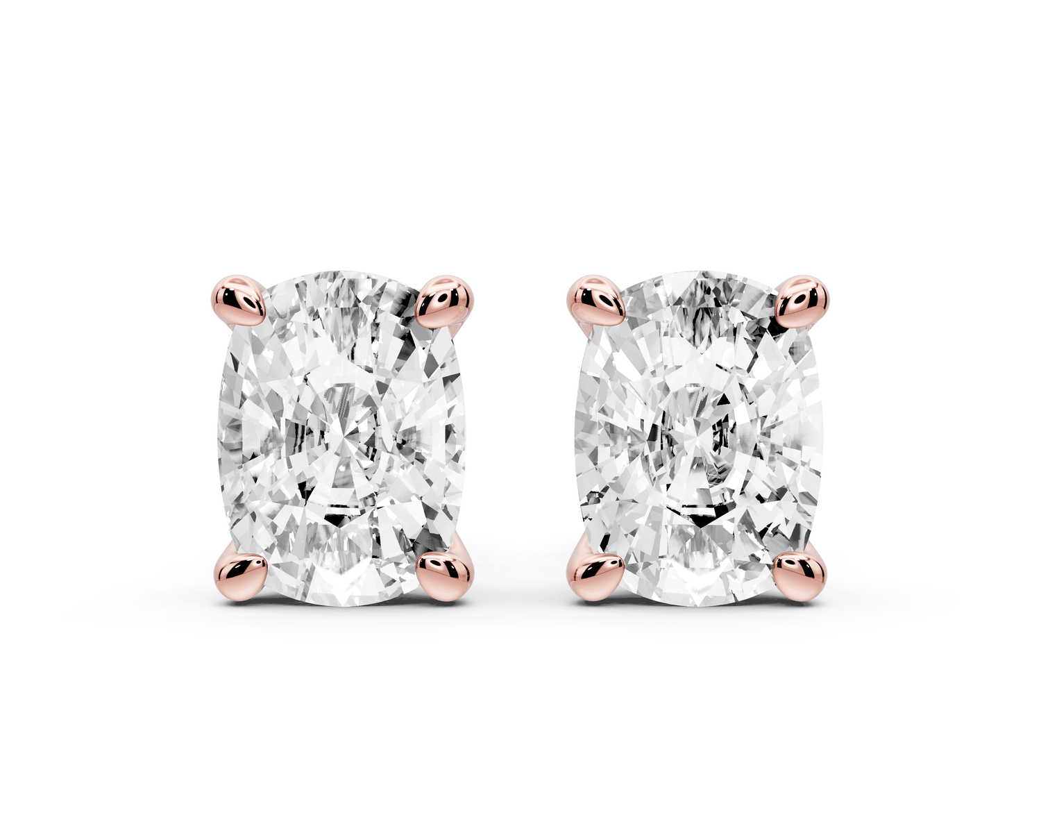 Este - 5ct 14k rose gold Elgcushion - Cut Diamond Stud Earrings - Mr. Alex Jewelry