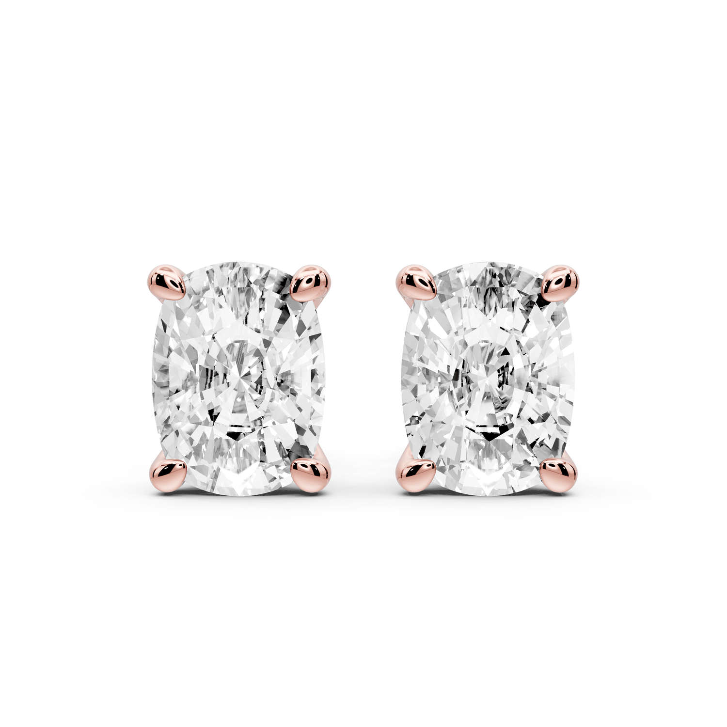 Este - 5ct 14k rose gold Elgcushion - Cut Diamond Stud Earrings - Mr. Alex Jewelry