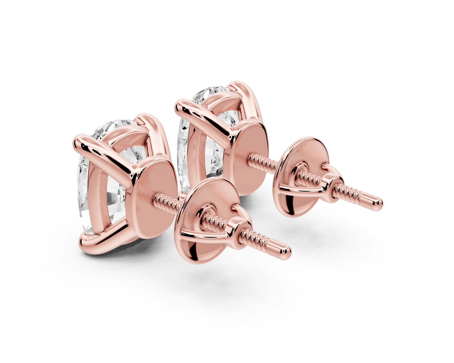Este - 5ct 14k rose gold Elgcushion - Cut Diamond Stud Earrings - Mr. Alex Jewelry