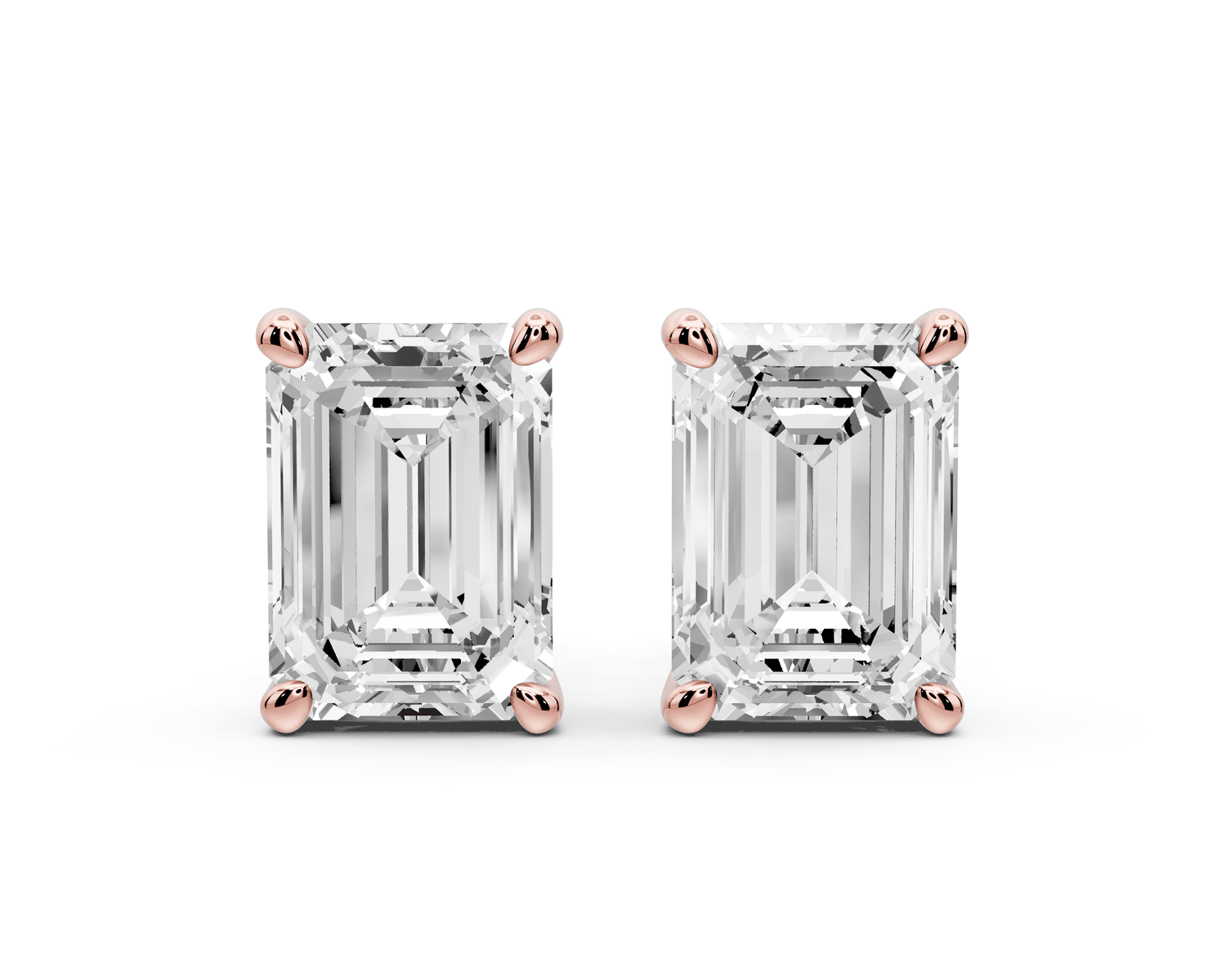 Este - 5ct 14k rose gold Emerald - Cut Diamond Stud Earrings - Mr. Alex Jewelry