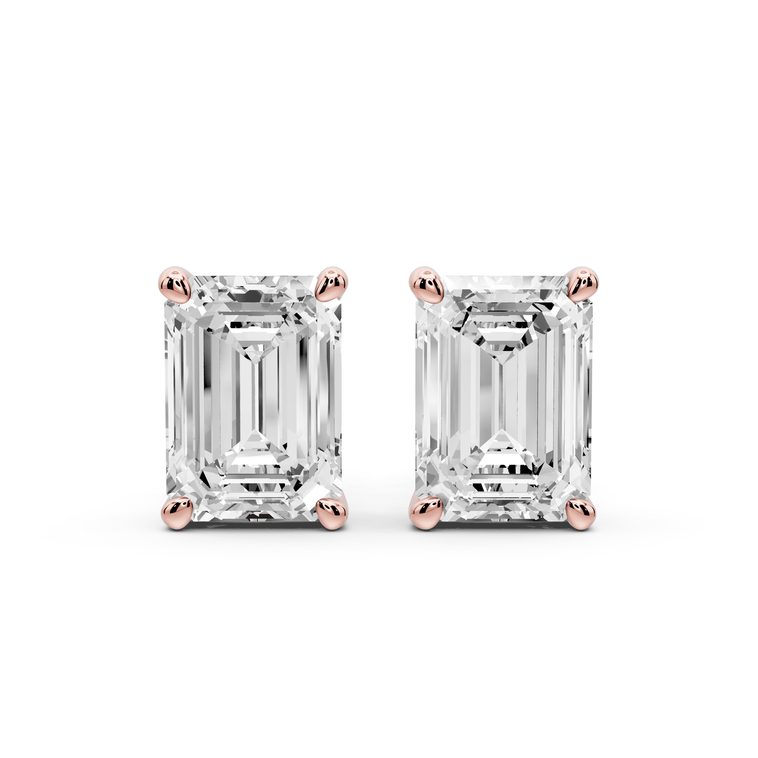 Este - 5ct 14k rose gold Emerald - Cut Diamond Stud Earrings - Mr. Alex Jewelry