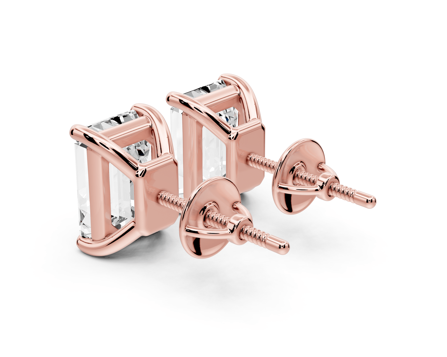 Este - 5ct 14k rose gold Emerald - Cut Diamond Stud Earrings - Mr. Alex Jewelry